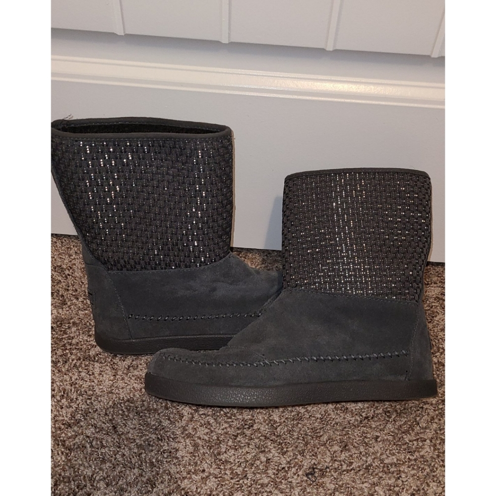 Bobs memory foam boots gray 9 slip on leather